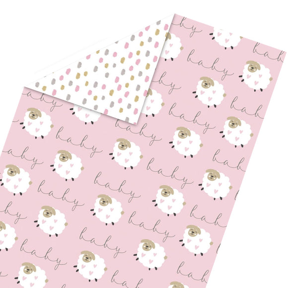 Pink Baby Lambs - Wrapping paper single sheet
