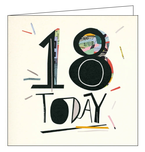 This 18th Birthday card is features big bold black text that reads 
