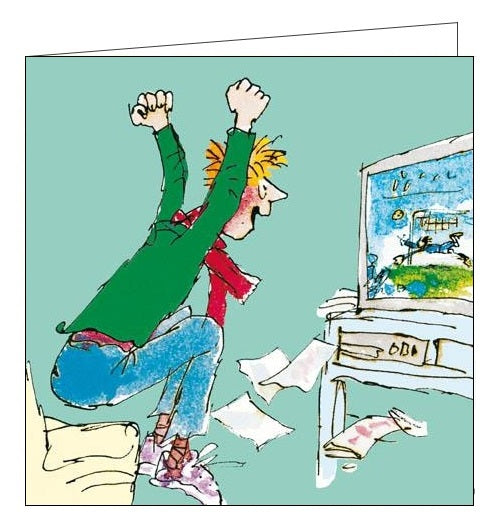 Woodmansterne Quentin Blake Watching Footie Happy Birthday card Nickery Nook