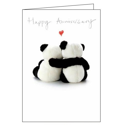 Woodmansterne Kiss Good Together pandas Happy Anniversary card Nickery Nook