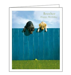 Woodmansterne Loose Leashes dogs out of the park brother birthday card Nickery Nook