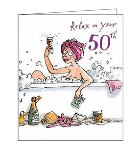 Woodmansterne Quentin Blake 50 today birthday card bubble bath Nickery Nook
