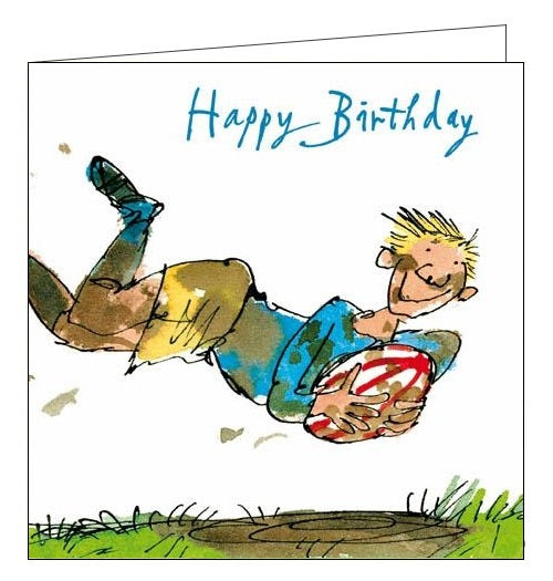Woodmansterne Quentin Blake Happy Birthday rugby fan card Nickery Nook