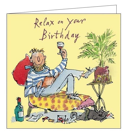 Woodmansterne Quentin Blake Time for Wine Relax on your Birthday card Nickery Nook