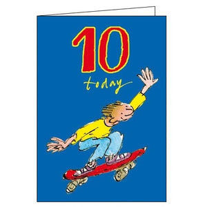 Woodmansterne Quentin Blake double digit skater Happy 10th Birthday card Nickery Nook