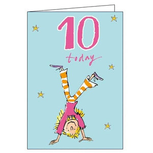 Woodmansterne Quentin Blake handstand Happy 10th Birthday card Nickery Nook