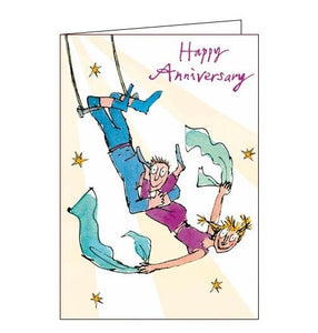 Woodmansterne Quentin Blake trapeze artist Anniversary card nickery Nook
