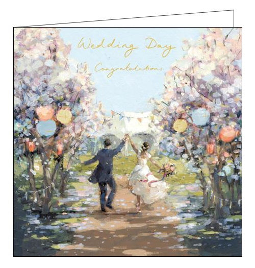 Woodmansterne bride and groom flowers wedding day card