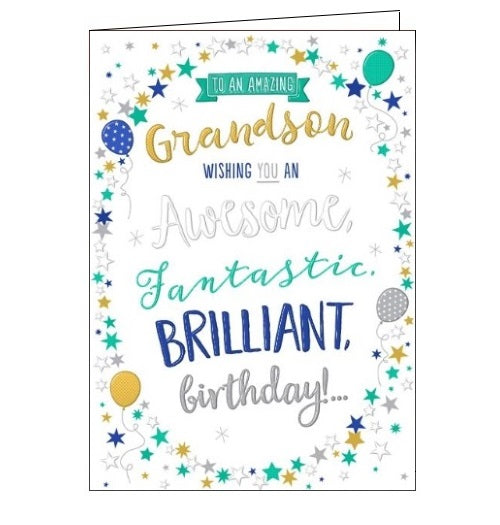 Words 'n' Wishes Happy Birthday to an amazing grandson birthday card Nickery Nook