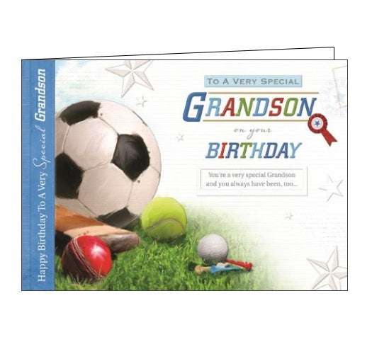 Words 'n' Wishes Treasured Moments football sports golf cricket grandson Birthday card Nickery Nook