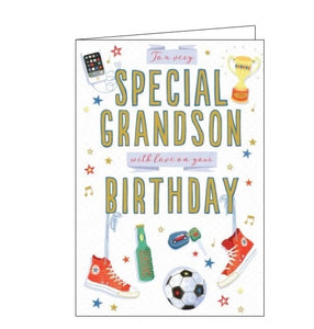 Words 'n' Wishes cars beer trainers grandson birthday card Nickery Nook