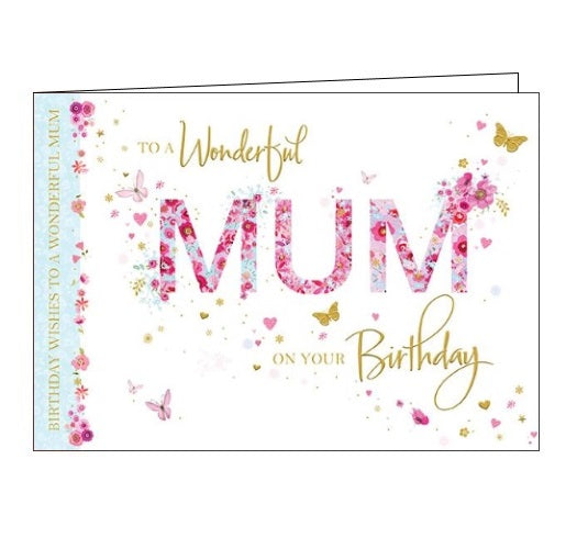 Words 'n' Wishes flowers butterflies mum birthday card Nickery Nook
