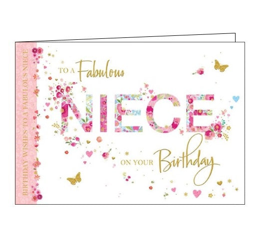 Words 'n' Wishes flowers butterflies to a fabulous niece on your birthday happy birthday niece birthday card Nickery Nook