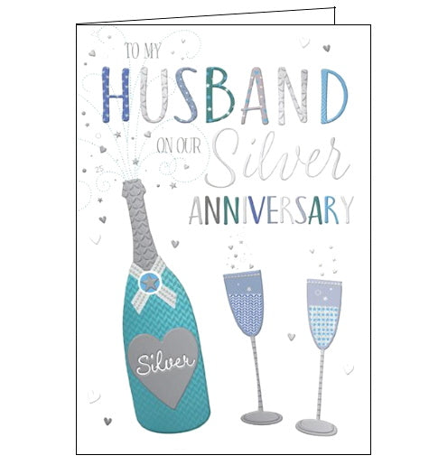 Words 'n' Wishes husband on our silver wedding anniversary card Nickery Nook