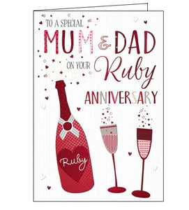 Words 'n' Wishes mum and dad on your ruby wedding anniversary card Nickery Nook