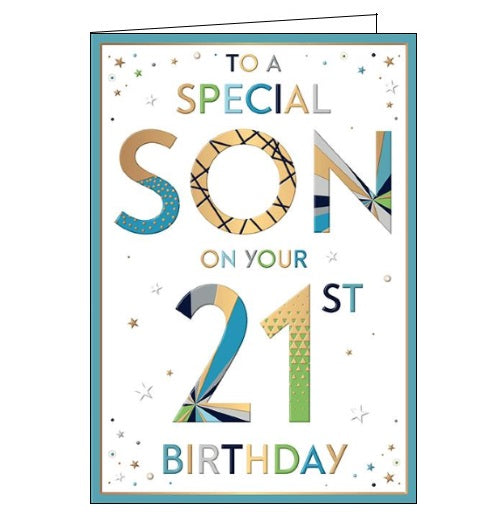 Words 'n' Wishes to a special son on your 21st birthday card Nickery Nook