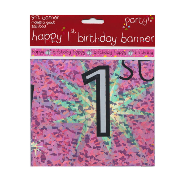 Banner Ist birthday pink