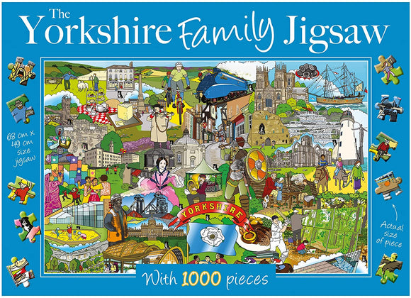 This 1,000 piece family jigsaw, illustrated by Kate Davies, Sarah Wimperis and Stephen Prosser, is a celebration of all things Yorkshire. Featuring images of the Brontes', York Minster, Afternoon Tea at Betty's, a Viking and the Yorkshire flag - what other Yorkshire icons and locations can you spot?