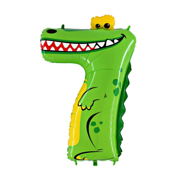 crocodile number 7 7th birthday helium balloon
