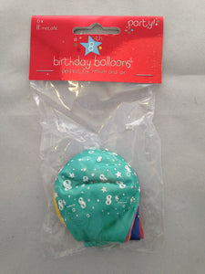 Pack of 6 balloons-age 8