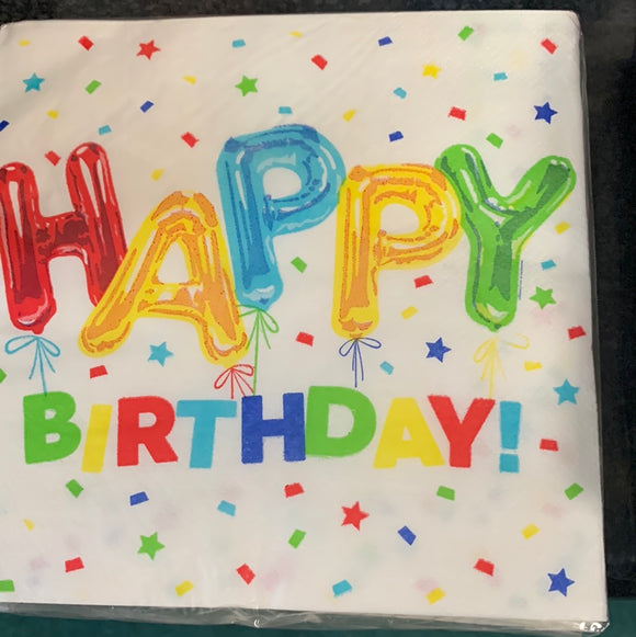 Happy Birthday balloon napkins - pack 16