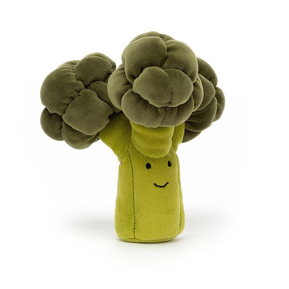 Greens are good for you - this one brightens our day with a smile! Jellycat's Vivacious Vegetable Broccoli is a funky floret of bobbly fun! With stretchy-soft fur in lime and moss green, this squashy broccoli is soothing and snuggly.