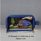 This fabulous pop-up greetings card is made of multiple layers of laser cut card to create a wonderful 3d image of the iconic Mallard A4 class locomotive steam train.
