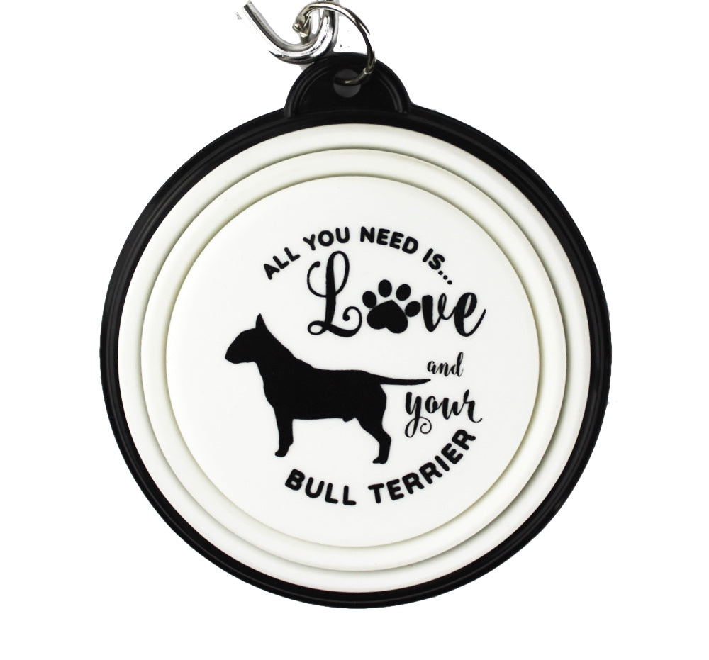 English bull terrier collapsible travel dog bowl