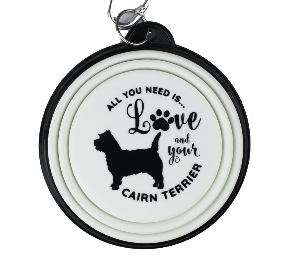 Cairn terrier collapsible travel dog bowl