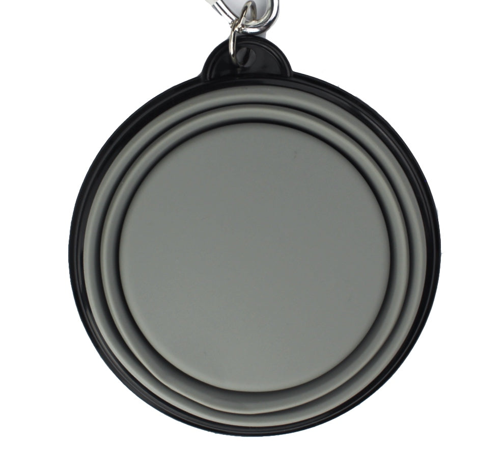 Plain Grey collapsible travel pet bowl