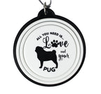 Pug collapsible travel dog bowl