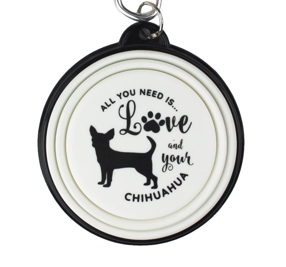 Chihuahua short haired - Collapsible Travel Dog Bowl