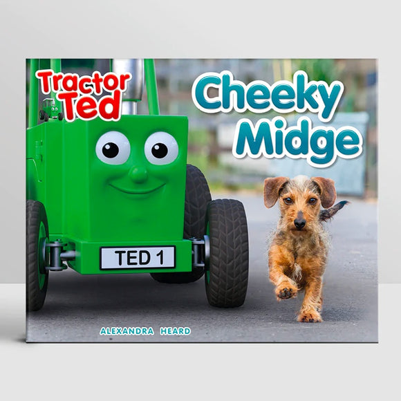 Join Cheeky Midge the dog in her storybook where she is trying her best not have a bath! Tractor Ted and Midge hide from Farmer Tom around the farm. He spots them both, but when Midge runs past the muckspreader, splat! Now Midge really needs a bath! A funny story where you learn one of the reasons why she is called Cheeky Midge.