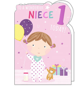 Wonderful Niece 1st Birthday card
