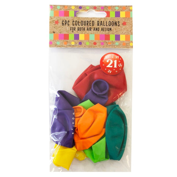This pack of 6 uninflated balloons is ideal for any 21st birthday celebration. Designed to inflate to 11